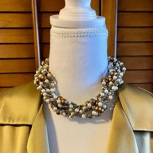 18" necklace, pearls and metal beads.